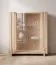 Vitrine | Farbe: Eiche gebleicht | Massivholz | Eichenholz geölt | Travertin Stein | 100 x 46 x 106 cm | 2 Glastüren | 3 Fächer | inkl. LED-Beleuchtung