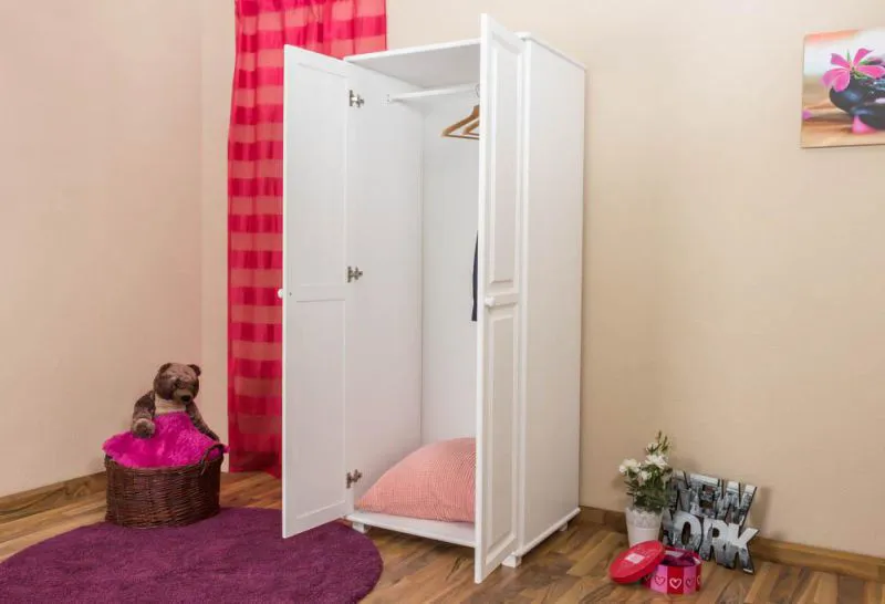 Kleiderschrank, Farbe: Weiß 190x80x60 cm Abbildung