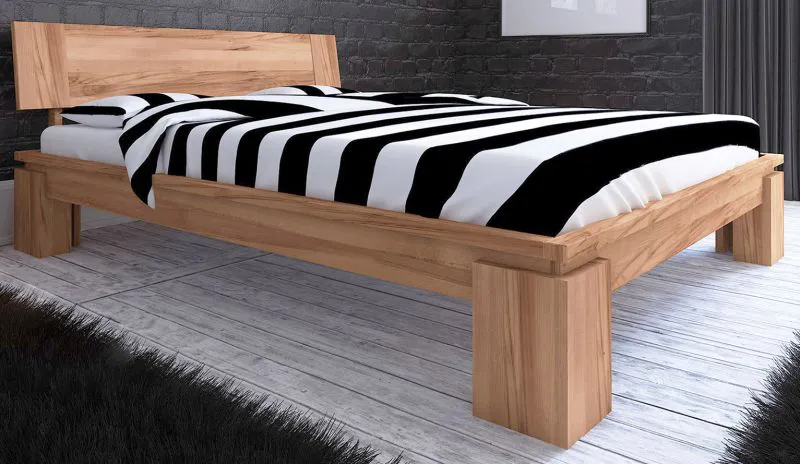 Buche-Bett massiv | 200 x 200 cm | Kernbuche | Geölt | Natur Abbildung