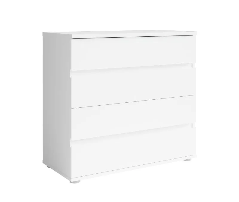 Kommode mit vier Schubladen Almopia 03, Farbe: Weiß, gut kombinierbar, Maße: 85 x 91,5 x 42 cm, ABS-Kanten, für Wohnzimmer
