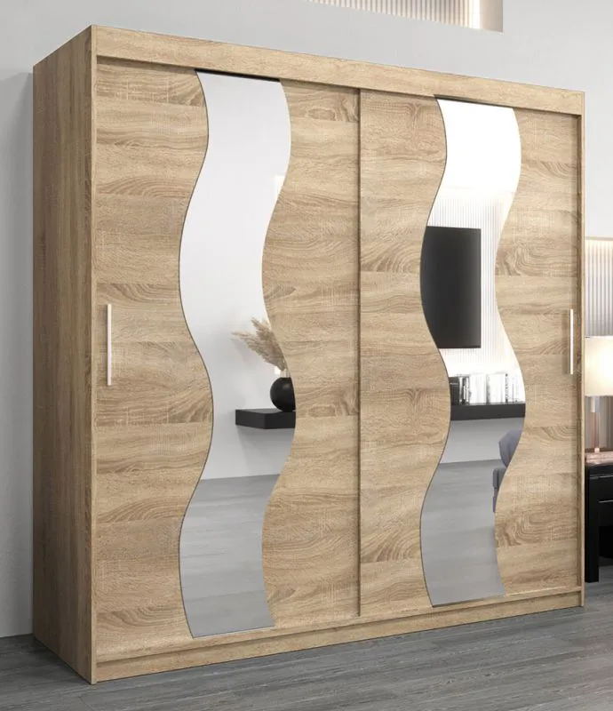 2 Meter breiter Kleiderschrank mit 2 Türen | Farbe: Sonoma Eiche Abbildung