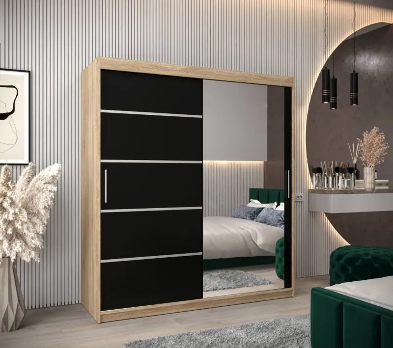 180 cm breiter Kleiderschrank mit 10 Fächern und 2 Türen | Farbe: Sonoma Eiche Abbildung