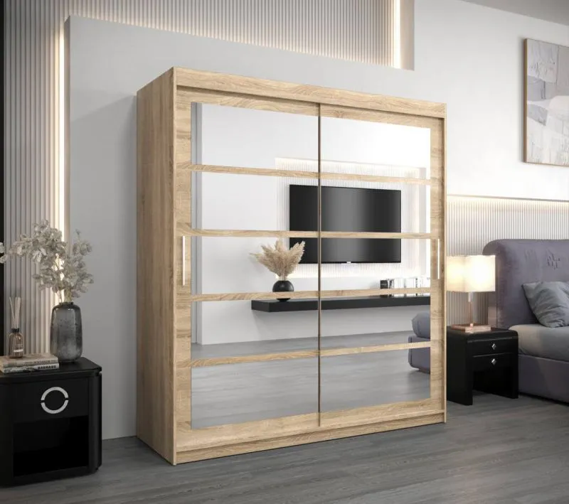 180 cm breiter Kleiderschrank mit 10 Fächern und 2 Türen | Farbe: Sonoma Eiche Abbildung