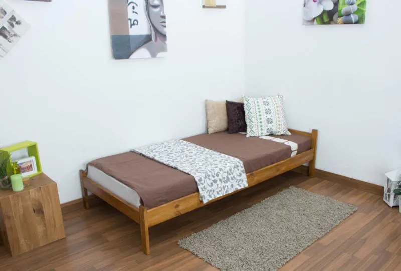 Kiefer Massivholzbett 90 x 200 cm Eiche Abbildung