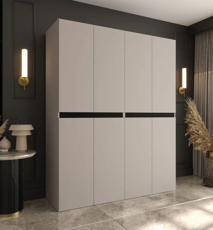 Kleiderschrank | Kaschmir | 8 Drehtüren | 6 Fächer | Soft-Close Funktion | 2 Kleiderstangen | 160 x 52 x 203 cm | hochwertig Verarbeitet | für Schlafzimmer