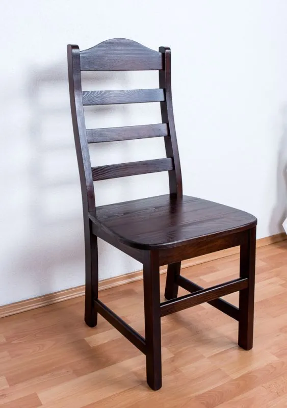 Stuhl Junco 245 | Kiefer massiv Vollholz | Walnussfarben | 45 x 50 x 100 cm | hohe Lehne | bequemer Sessel | Holzstuhl | Sitzhöhe 45 cm