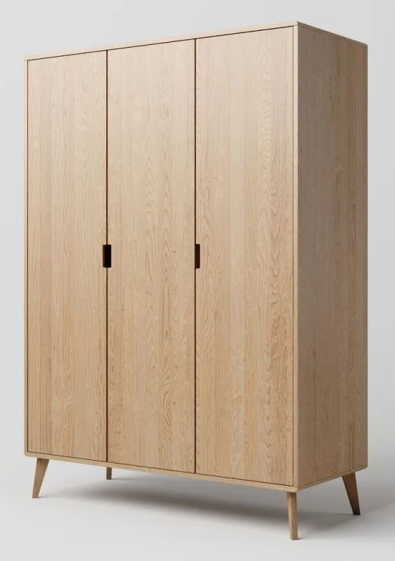 Drehtürenschrank / Kleiderschrank Eiche massiv natur Aurornis 05 - Abmessungen: 200 x 142 x 60 cm (H x B x T)