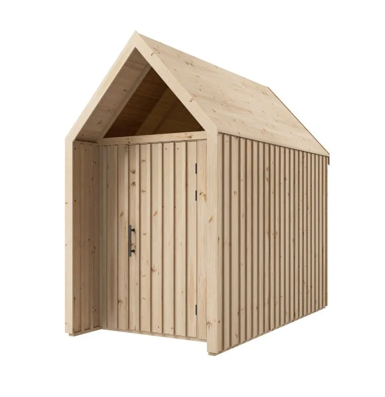 Gartenhaus | 1 Raumhohes Fenster | Außenmaße: 162,4 x 285,7 cm | Natur | Grundfläche: 4,50 m² | Skandinavischer Style | Malmö 32 | Satteldach | Fichtenholz