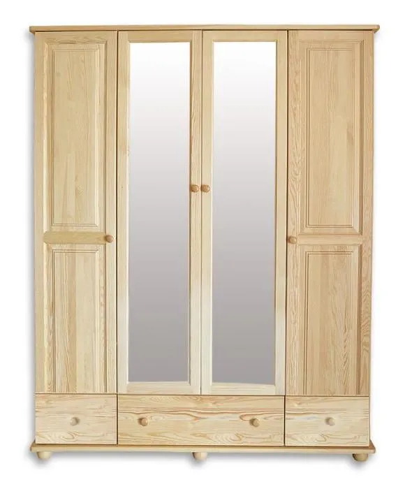Echtholz Kleiderschrank, Farbe: Natur 195x162x59 cm Abbildung