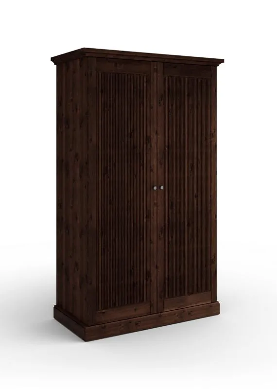 Kleiderschrank / Drehtürenschrank | aus massiv finnische Kiefer | natürliche Maserung | Farbe: Tabacco | klassisch und modern | Maße: 212,5 x 129 x 63 cm