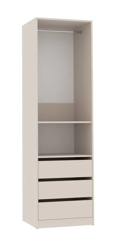 Offener Kleiderschrank | Cabecao 04 | Kaschmir | 206 x 60 x 51 cm | 1 Kleiderstange | 3 Schubladen | 4 Fächer | kompakter Stil | reichlich Platz