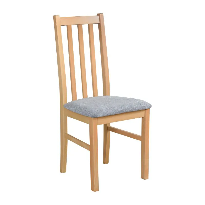 Esszimmerstuhl SIGULDA im Klassischen Design, Buchenholz in Eichen Optik, bequeme Polsterung in hellgrau, Sitzhöhe von 47 cm, hochwertige Materialien