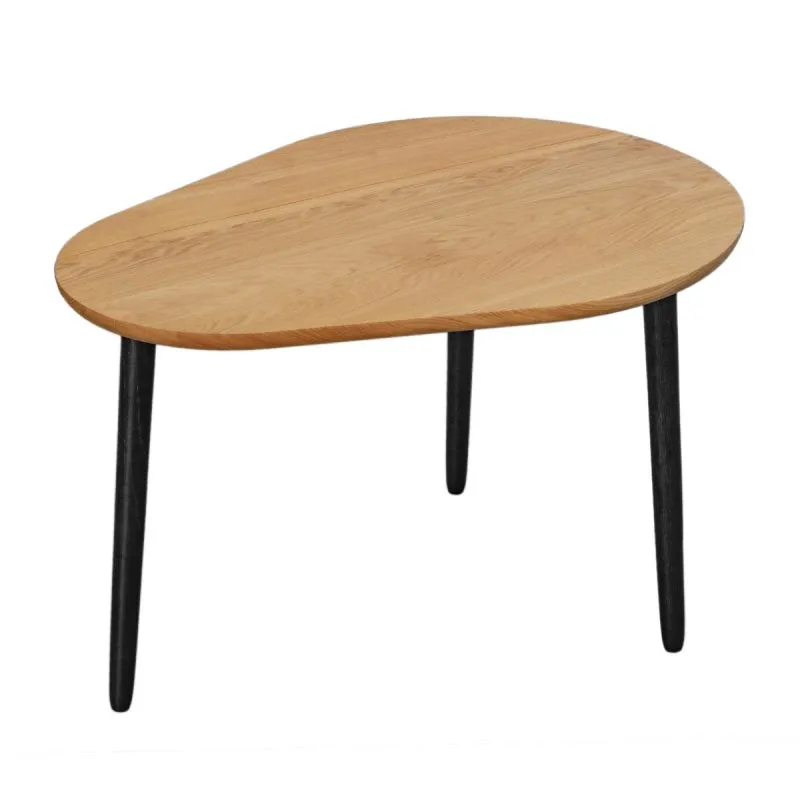 Couchtisch Loue 02, aus massiven Eichenholz, geölte Oberfläche, Maße: 51,5 x 80 x 60 cm, schwarze Beine, stylisch und praktisch