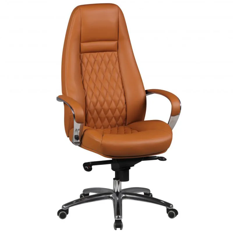 Ergonomischer Chefsessel Apolo 68, Farbe: Braun / Chrom, mit üppiger Polsterung