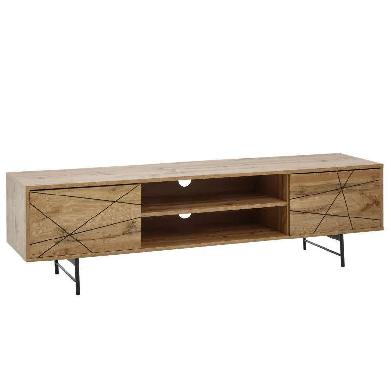 TV-Unterschrank / Lowboard, Farbe: Eiche - Abmessungen: 45 x 160 x 40 cm (H x B x T)