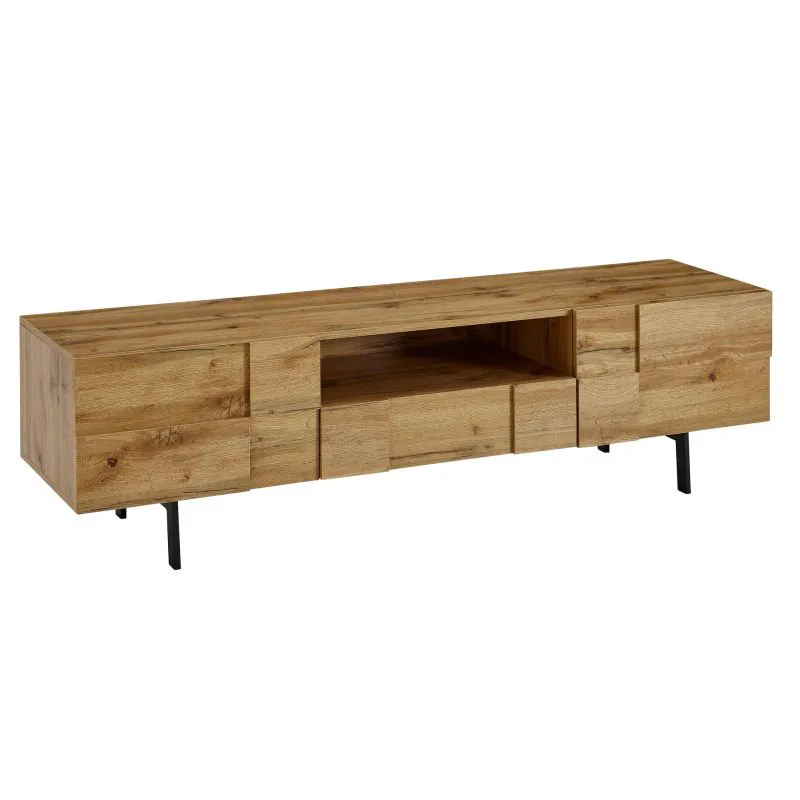 TV-Unterschrank / Lowboard, Farbe: Eiche - Abmessungen: 46 x 160 x 43 cm (H x B x T)
