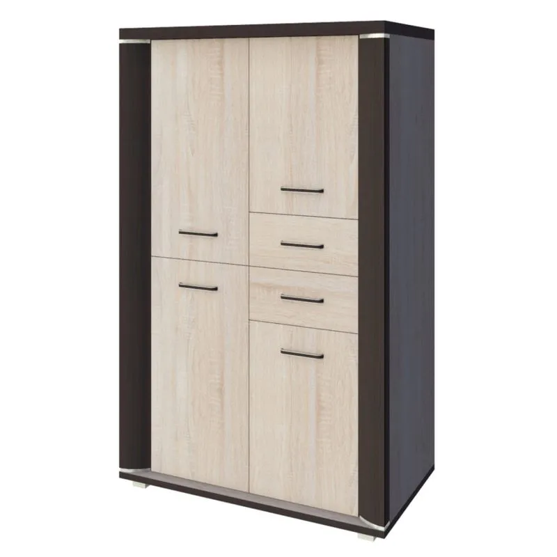 Schrank Aitape 01, Farbe: Sonoma Eiche dunkel / Sonoma Eiche hell - Abmessungen: 145 x 92 x 40 cm (H x B x T)
