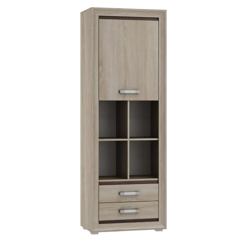 Schrank Kundiawa 28, Farbe: Sonoma Eiche hell / Sonoma Eiche dunkel - Abmessungen: 200 x 70 x 40 cm (H x B x T)