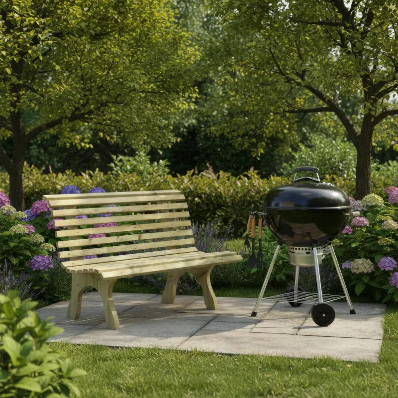 Gartenbank | aus Massivholz | Fichte | kesseldruckimprägniert | Maße: 120 x 73 x 82 cm | stabile Holzbank | langlebig | robust