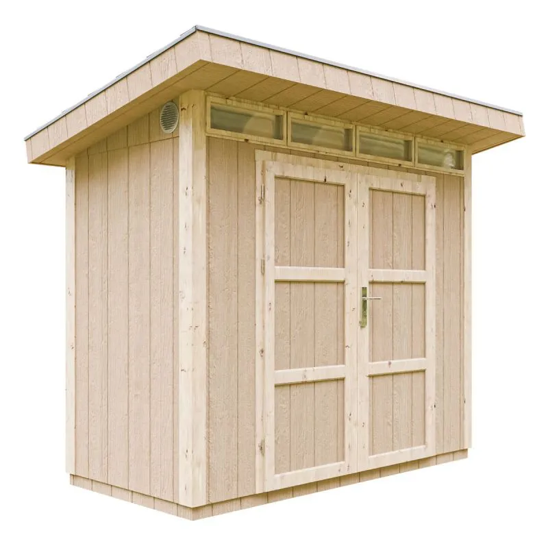 Steiner Shopping Gerätehaus Heidenreichstein mit Doppeltür, Natur, inkl. Bitumenschindeln und Fußboden, Nutzfläche: 2,95 m², 118 x 250 cm, 10 mm Wandstärke, Luftgitter