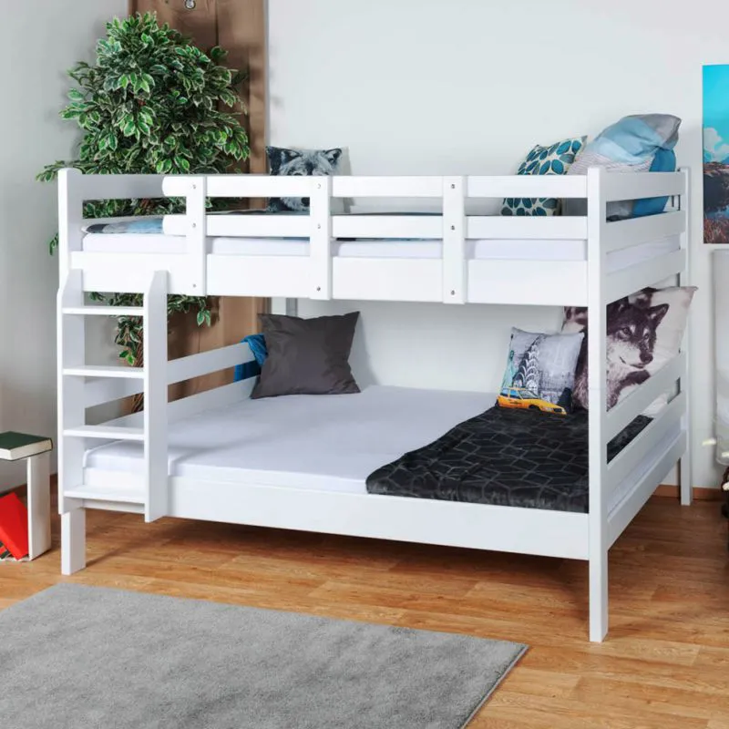 Etagenbett für bis zu 4 Personen | 160 x 190 cm | Massivholz Buche | Weiß lackiert | umbaubar | Premium Qualität Abbildung