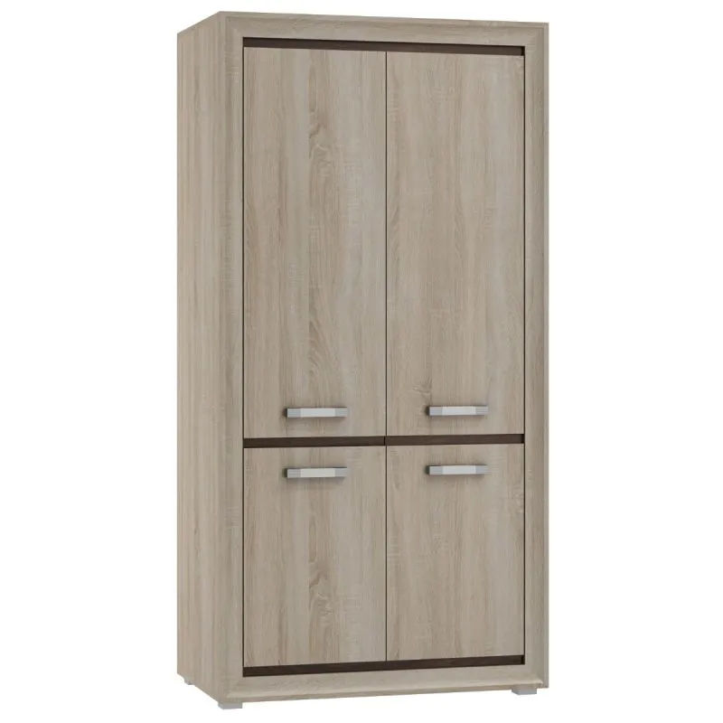 100 cm breiter Kleiderschrank mit 4 Türen | Farbe: Sonoma Eiche Abbildung