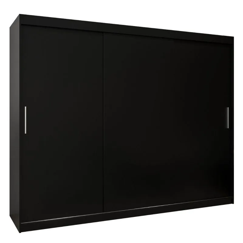 Großer 250 cm breiter Kleiderschrank mit 10 Fächern und 3 Türen | Farbe: Schwarz Abbildung