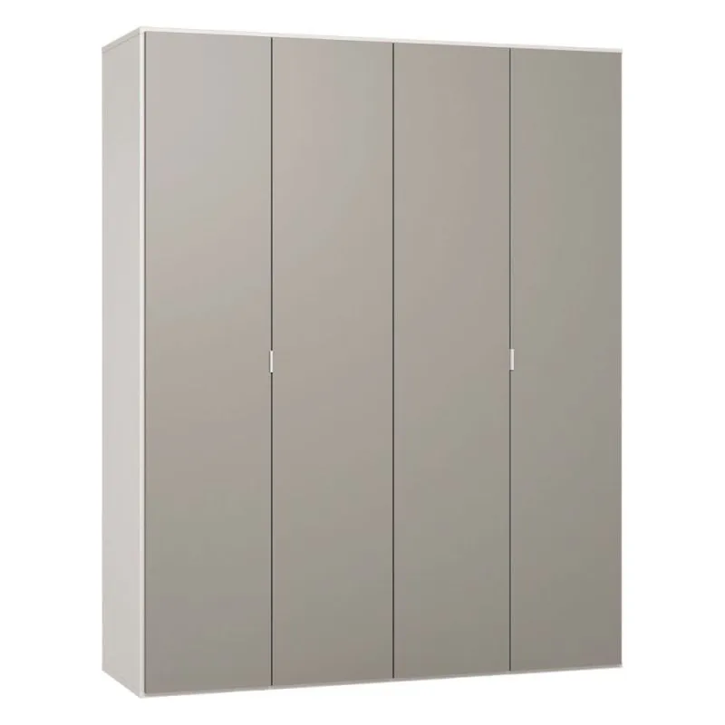 185 cm breiter Kleiderschrank mit 2 Türen, 11 Fächern und 2 Schubladen | Farbe: Grau / Weiß | Tiefe: 57 cm Abbildung