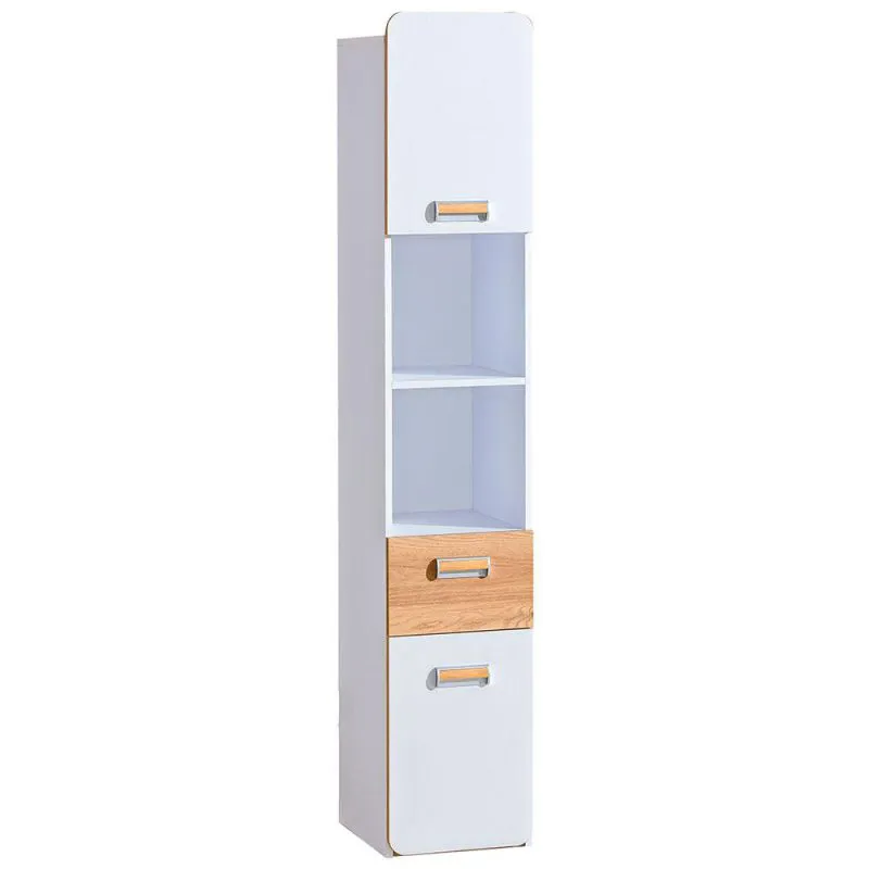 Jugendzimmer - Schrank schmal, Farbe: Esche / Weiß - Abmessungen: 188 x 35 x 40 cm (H x B x T) Abbildung
