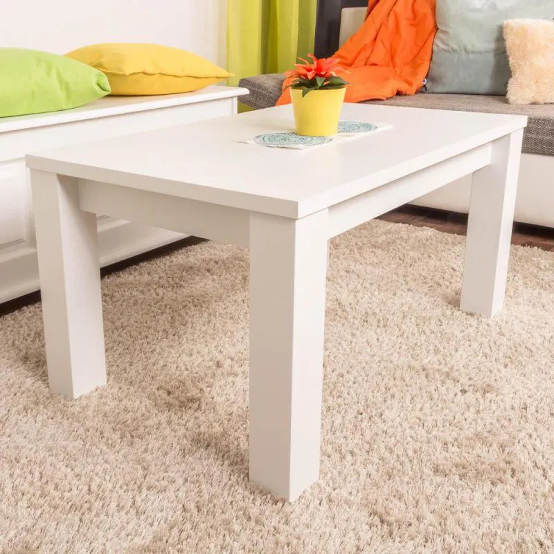 Wohnzimmertisch Kiefer massiv Weiß 50x90x60 cm, Massivholz-Couchtisch aus Holz Abbildung