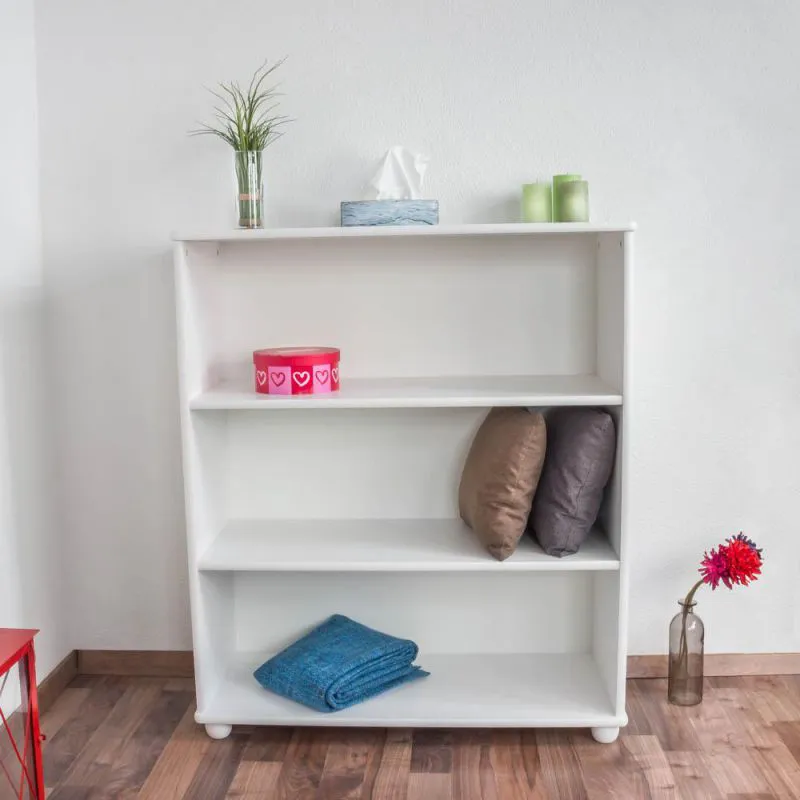 Bücherregal - 100 cm breit, Kiefer Holz-Massiv, Farbe: Weiß Abbildung