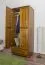 Schmaler Kleiderschrank | 2 Drehtüren | 1 Schublade | 4 Fächer | mit Kleiderstange | 80 cm breit | Massivholz | Farbe: Eiche Abbildung