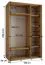 Platzsparender Schiebetürenschrank Mina in Eiche/Schwarz, viel Stauraum,  235,2 x 150 x 60 cm, Vorderseite aus Laminat Platten, Anti Staubbürsten