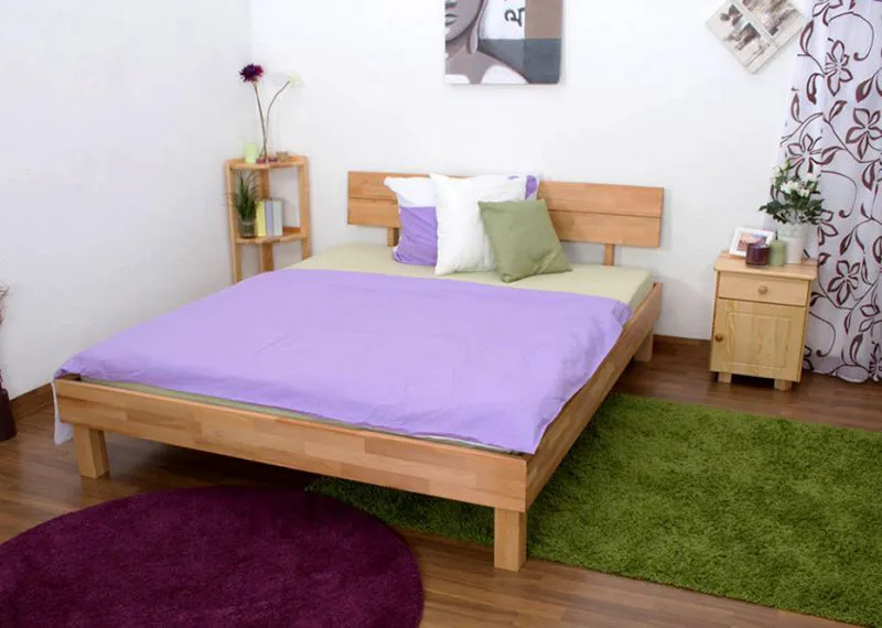 Bett 160 x 200 cm Kernbuche massiv geölt Abbildung