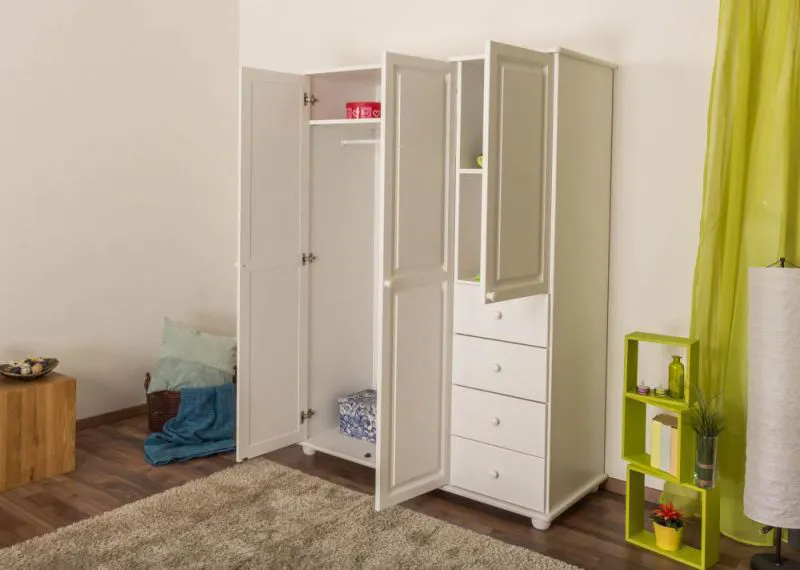 Kleiderschrank, Breite: 135 cm, Farbe: Weiß Abbildung