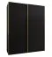Kleiderschrank / Schiebetürenschrank | 10 Einlegeböden | 245,5 x 200 x 64 cm | 11 Fächer | 2 Schiebetüren | 2 Kleiderstangen | Farbe: Schwarz | Soft-Close
