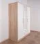 Schlafzimmer - Kleiderschrank mit Spiegel, Farbe: Weiß / Eiche - Abmessungen: 190 x 150 x 56 cm (H x B x T)