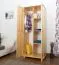 Kleiderschrank | 2 Drehtüren | 4 Fächer | mit Kleiderstange | 80 cm breit | Massivholz | Farbe: Natur Abbildung