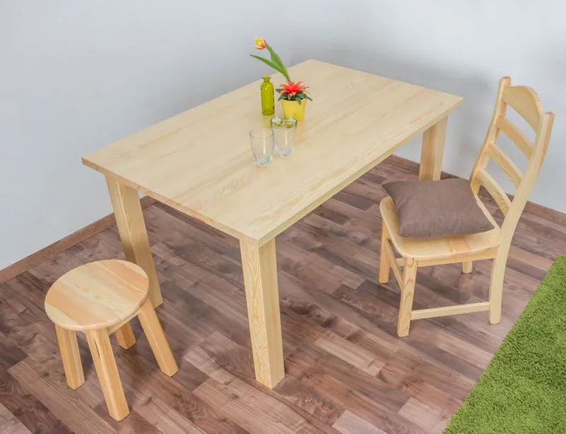 Massivholz Tisch 90x140 cm Kiefer, Farbe: Natur Abbildung