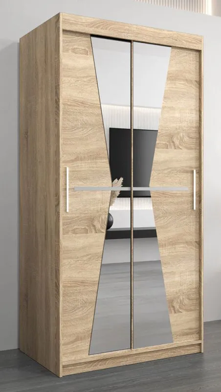 1 Meter breiter Kleiderschrank mit 2 Türen | Farbe: Sonoma Eiche Abbildung