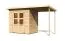 Gartenhaus SET mit Anbaudach, Farbe: Natur, Grundfläche: 3,3 m²