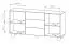 Kommode | 2 Türen | 3 Schubladen | Farbe: Eiche Vicenza | 4 Fächer | Push-to-open Funktion | 160 x 38 x 80 cm | Holzbeine | weiche Linien | ABS-Kanten