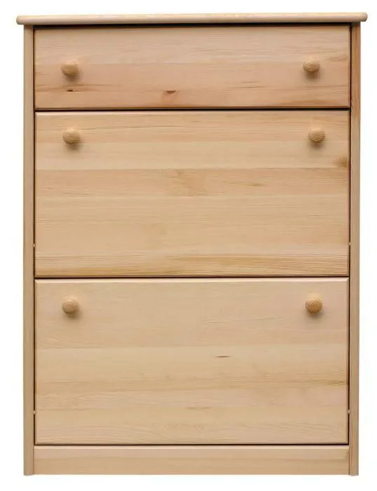 Schuhschrank Schuhkommode Holz massiv, Farbe: Natur 98x72x30 cm, für Garderobe, Vorzimmer, Flur Abbildung