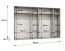Drehtürenschrank / Kleiderschrank | Farbe: Weiß | 3 Meter breit | 6-Türig | Griffe: Kaschmir | 4 Fächer | Maße: 300 x 52 x 202 cm | 4 Kleiderstangen