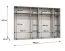 Drehtürenschrank | Farbe: Weiß | 3 Meter breit | Griffe: Gold | Schlafzimmerschrank mit Spiegel | 4 Kleiderstangen | Soft-Close | Maße: 300 x 52 x 202 cm | 4 Fächer