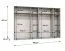 Drehtürenschrank mit vier Kleiderstangen Korab 103, Farbe: Weiß, 3 Meter breit, Griffe: Kaschmir, vier Fächer, Soft-Close-Funktion, Kleiderschrank