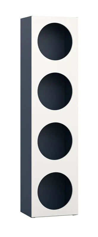 Bücherregal mit verstellbaren Füßen Aenna 77, eine Tür, mit genügend Stauraum, Farbe: Indigo / Weiß, Maße: 202,5 x 50,5 x 33,5 cm, vier Fächer, für Wohnzimmer