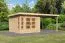 Gartenhaus SET naturbelassen mit Anbaudach 3,2 m, Grundfläche: 7m²