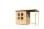 Gartenhaus SET naturbelassen mit Anbaudach, Grundfläche: 2,2m²