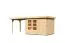 Gartenhaus SET naturbelassen mit Anbauschrank, Anbaudach 280 cm Breite, Grundfläche: 6,05 m²